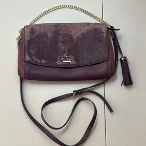 Kate Spade Burgundy Brown Crossbody Bag with Structured Design